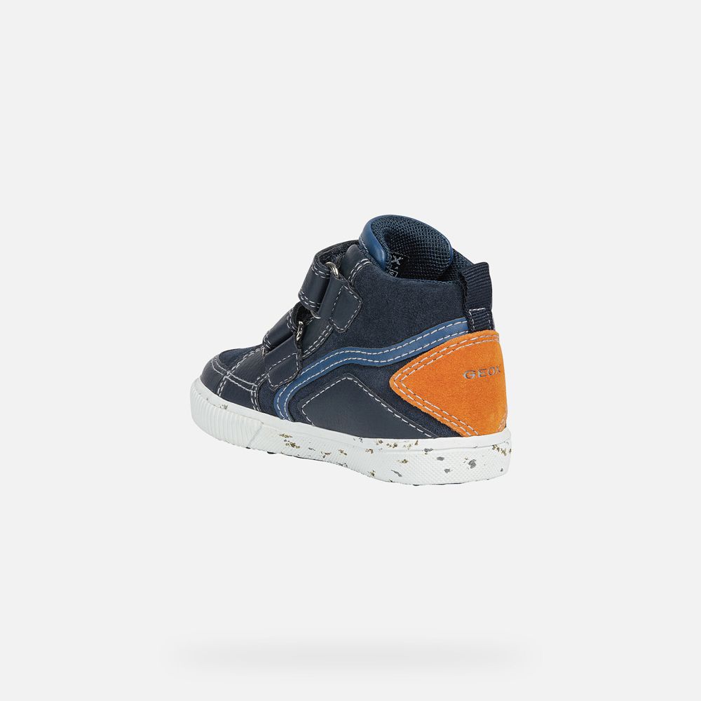 Basket Geox Kilwi Boy - Bleu Marine/Orange - Bebe 273165-OZL